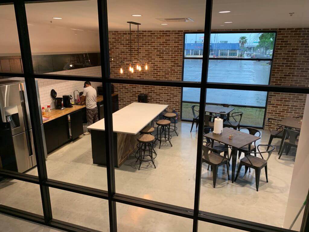 Kitchen and break room area of DC Law office in North Austin