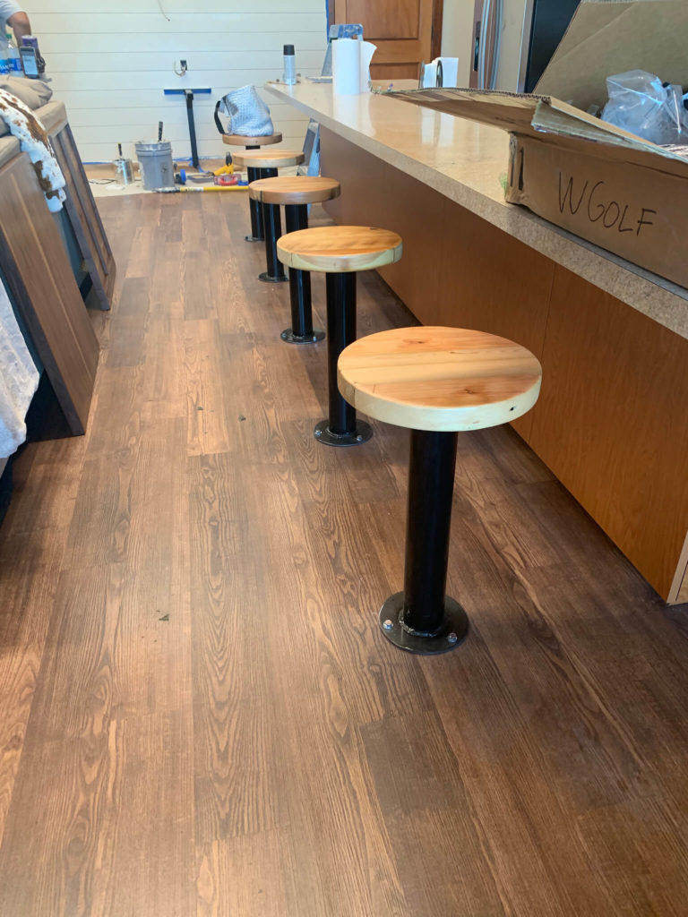 Custom bar stools in University of Texas Women's Golf lounge in Austin, Texas