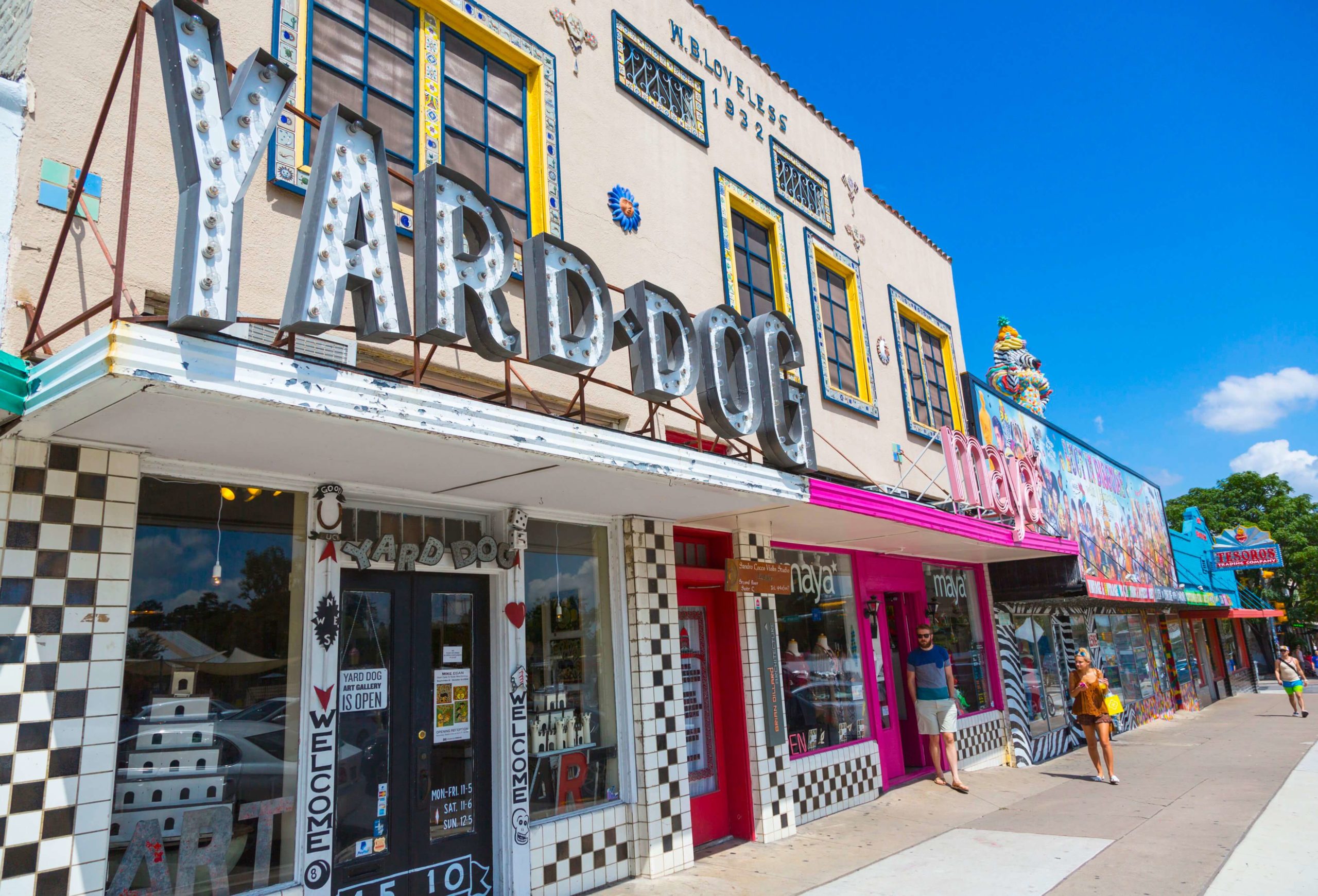 Exterior of Yard Dog local art gallery on South Congress in Austin, Texas