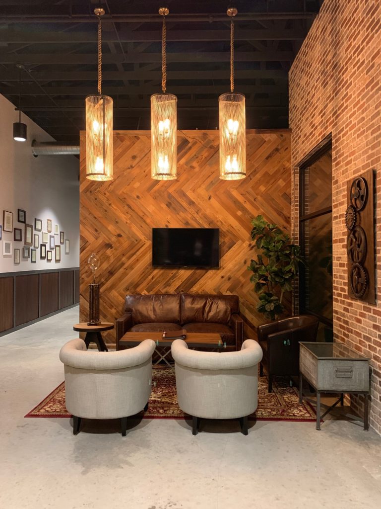 Reception seating area in DC Law office in North Austin